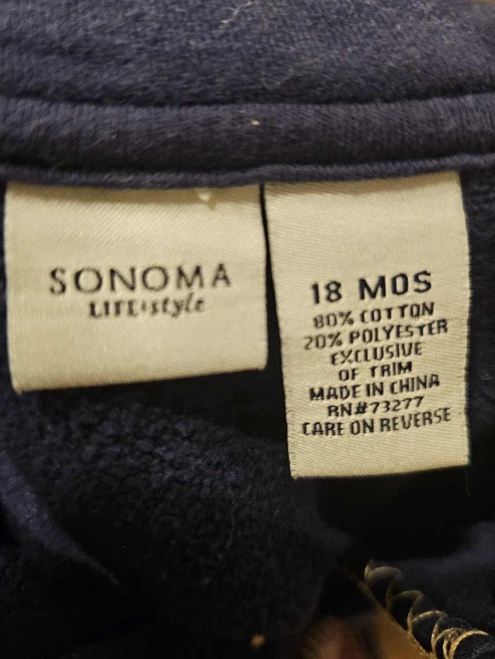 Sonoma Navy Kids Pea Coat with Pumpkin & Mouse Embroidery
